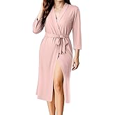 NY Threads Women's Robe Long Knit Bathrobe 3/4 Sleeves Soft Kimono Lightweight Loungewear