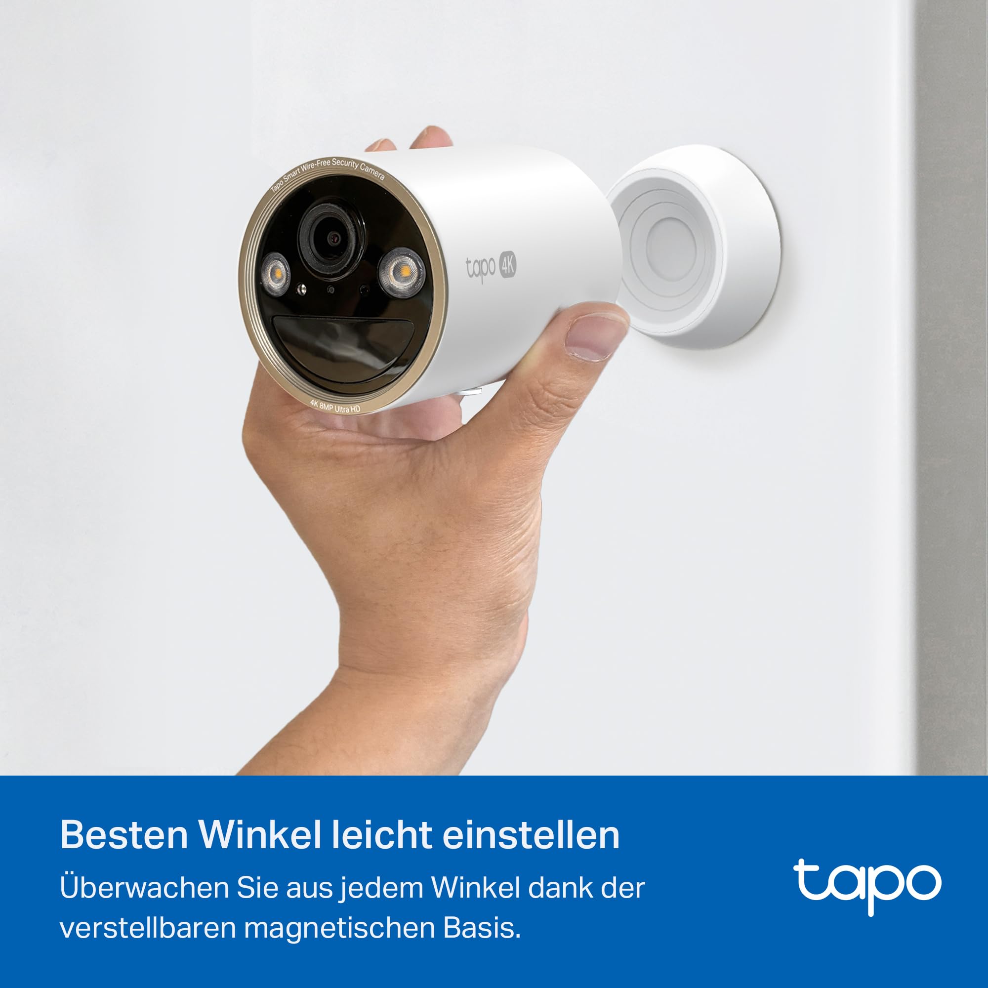 Tapo C460 4K 8MP Überwachungskamera Aussen Akku, Starlight-Farb-Nachtsicht, Dual-Band WLAN, Magnetfuß, Verschlüsselte microSD-Aufzeichnung, KI-Erkennung, 10000-mAh-Akku 5