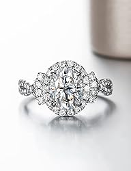 CannyCat Oval cut Moissanite Halo Engagement Ring