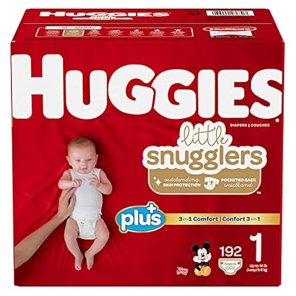 HUGGIES LITTLE SNUGGLERS PLUS DIAPERS SIZE 1, 192 COUNT