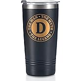 the Man the Myth the Legend Mug with Initials, Monogrammed Stainless Steel Travel Tumbler for Men, Funny Personalized Coffee Cup, Custom Beer Glass, Unique Birthday Christmas Gifts for Him, 20 oz, D