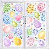 FYSUIMU 9 Sheets Easter Window Cling Stickers Floral Egg Reusable Window Decals for Spring Holiday Party Home Classroom Decor