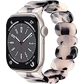 AIRSPO Resin Band Compatible with Apple Watch 38/40/41/42/44/45/46/49mm Women Fashion Handmade Dressy Watch Bands Replacement Series 11-1/SE (Crescent Moon)