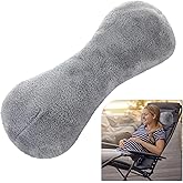 Colingmill 1 Pc Neck Pillow for Recliner Headrest Pillow Bone Shaped Chair Plush with Adjustable Strap Neck Support and Pain Relief Curve Head Cushion for Car Travel Airplane (Grey)