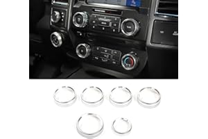 KEPTRIM for F150 Air Conditioner Switch & Trailer & 4WD & VOL Knob Button Trim for Ford F150 XLT 2016 2017 2018 2019, Silver Aluminum, 6pcs (Not for 2021 2022)