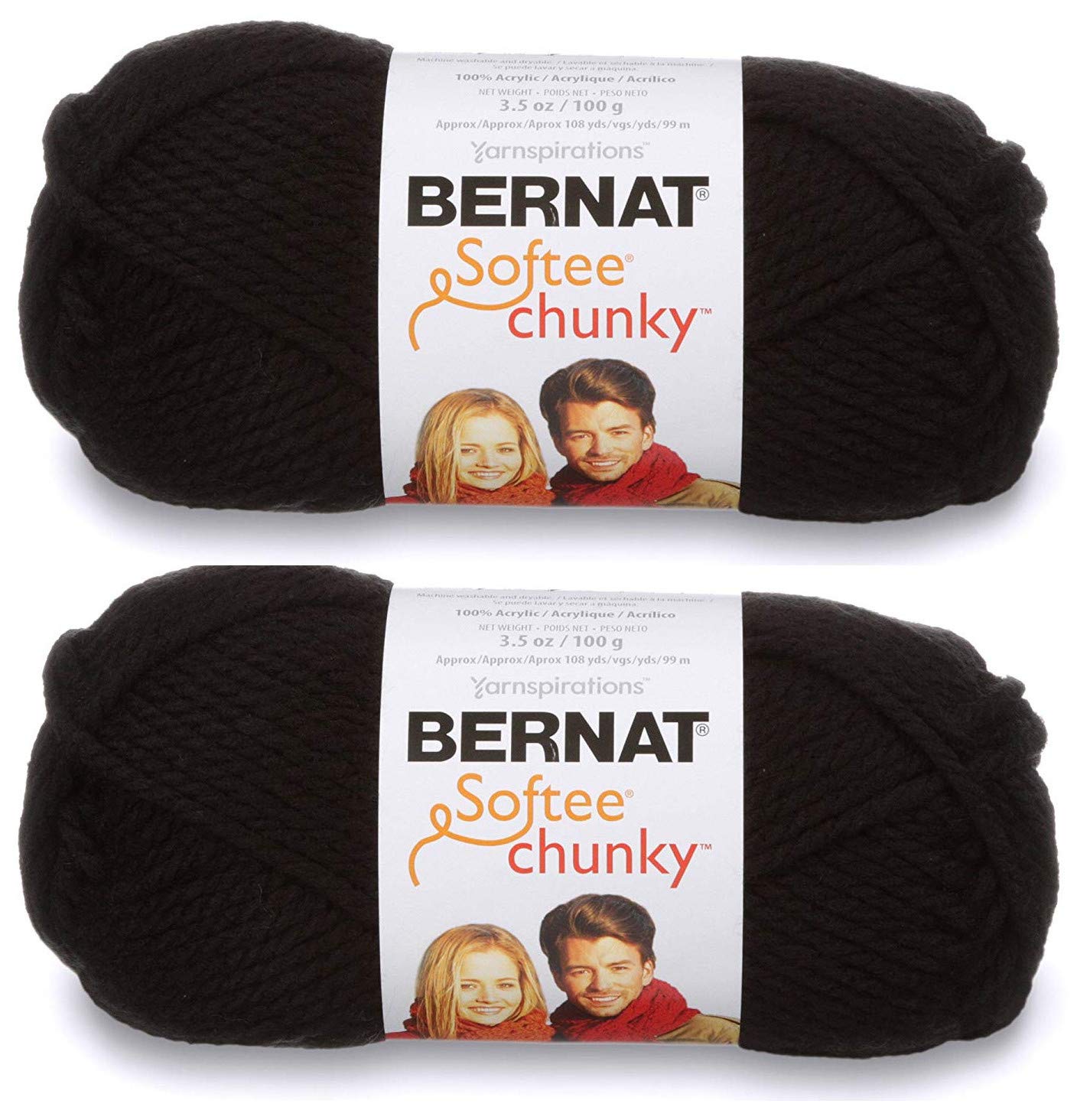Photo 1 of 1-Pack - Bernat Softee Chunky Yarn, Black, Single Ball