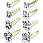 Carperton Nose Rings & Studs - 18g, 20g, 22g 14K Gold Bone Nose Studs for Women in Titanium Steel