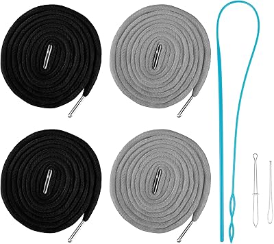 Abeillo 4Pcs Replacement Drawstring Cord for Pants 50Inch Cotton Black Gray Navy