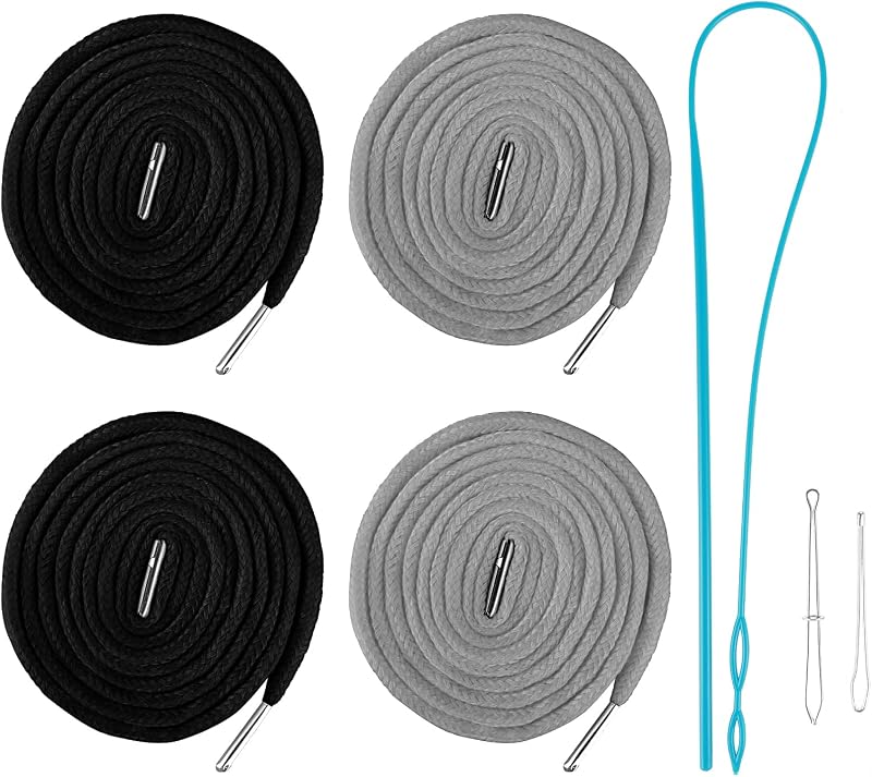 Abeillo 4Pcs Replacement Drawstring Cord for Pants 50Inch Cotton Black Gray Navy