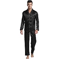 LONXU Pyjama Set Heren Zijde Satijn Pyjama Lange Mouwen Loungewear LONXU Pyjama Set Heren Zijde Satijn Pyjama Lange Mouwen Loungewear