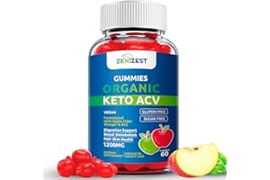 ZENIZEST Organic Keto ACV Gummies for Advanced Weight Loss - Sugar & Gluten Free Apple Cider Vinegar Diet Supplement Women Men - Vitamin B12, Vegan & Non-GMO - Support Digestion Metabolism Hair Skin (1200mg)