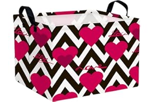 NIETEIN Cute Heart Valentine's Day Basket Gifts Empty Storage Basket for Kid Room Decor (Black Line Rose Red Heart)