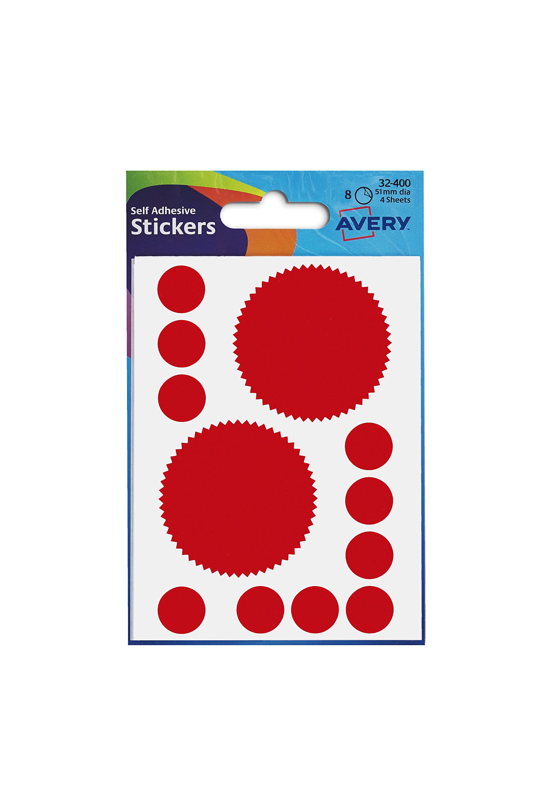 Avery 32-400 Company Seal Labels, 51 mm Diameter, 8 Labels - Red