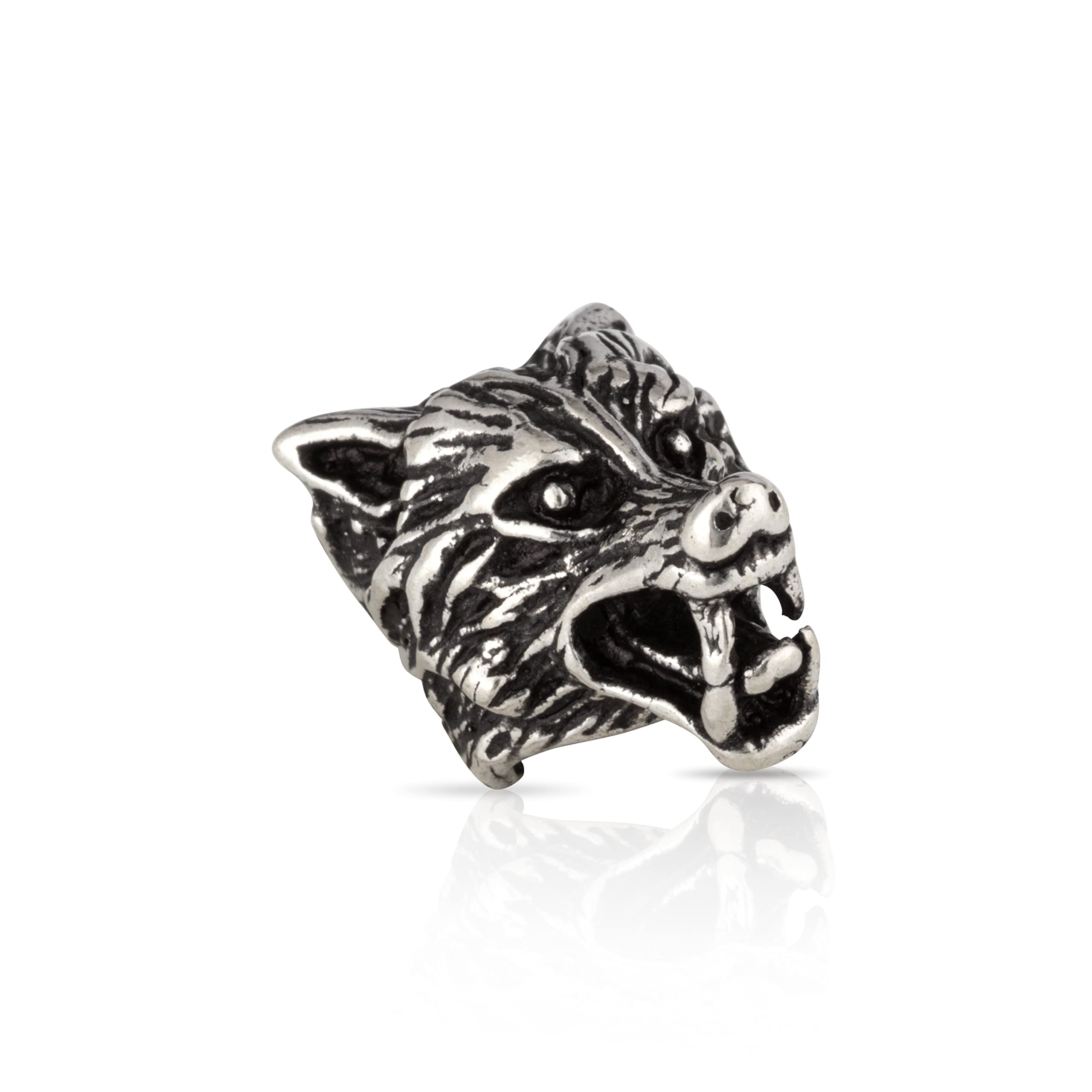 NKlaus Wolf - 925 Sterling Silver Beard Bead Germanic Celtic Viking Gothic 3563