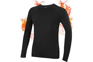 Roadbox Boys Compression Thermal Shirt - 1-2 Pack Youth Long Sleeve Fleece Base Layer Undershirts Football Baseball