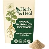 Herb &amp; Heal Organic Marshmallow Root Powder | Althaea Officinalis Herb | Dried Marshmellow Root for Tea, Hair &amp; Skin, DIY Remedies, Digestive &amp; Liver Support | Non-GMO, Vegan (8 Ounce)