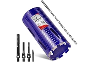 DaduoRi 4-1/2" Pro Dry Core Drill Bit with Pilot Bit & 3 Adapters (SDS Plus/SDS Max/1/2 Hex), Upgraded-Welded Core Bits for C