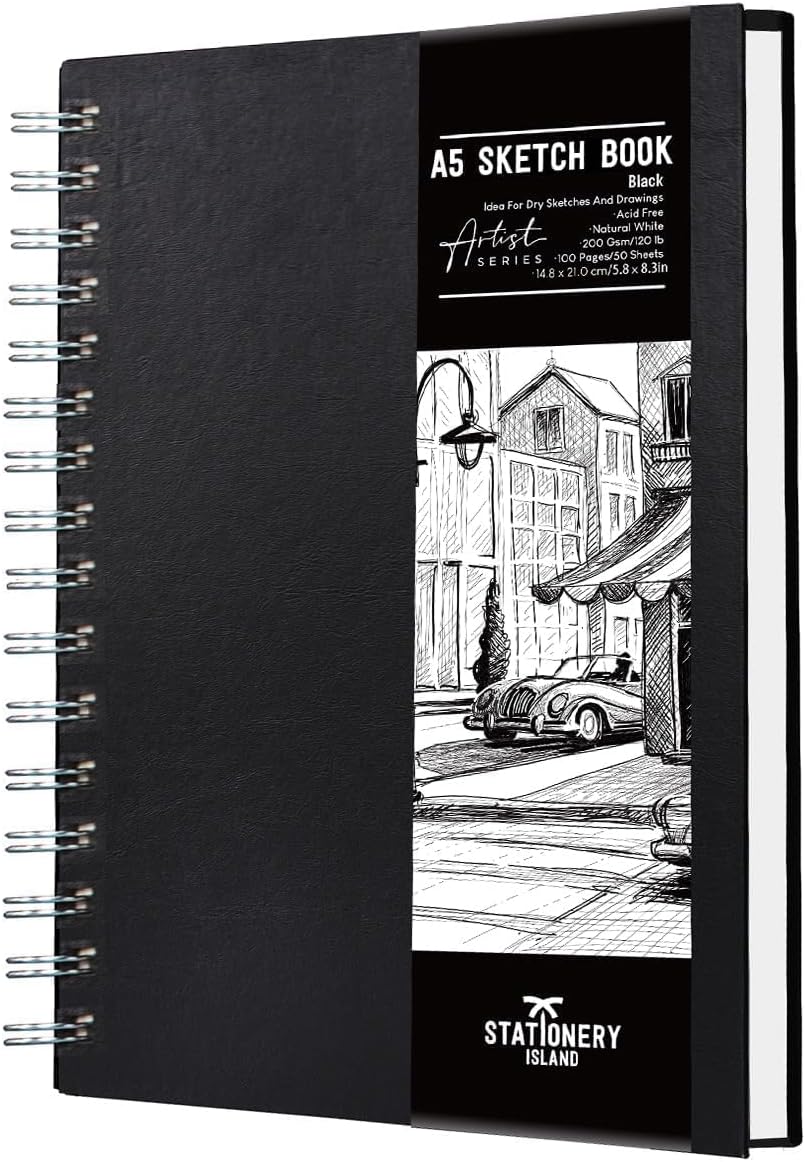 Stationery Island A5 Sketch Pad Hardcover 200GSM 50 Sheets 100 Pages