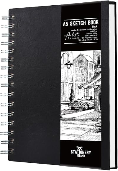 Stationery Island A5 Sketch Pad Hardcover 200GSM 50 Sheets 100 Pages