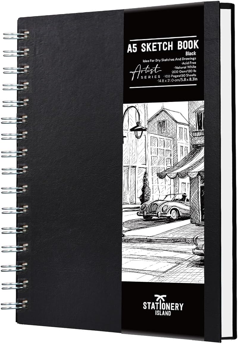 Stationery Island A5 Sketch Pad Hardcover 200GSM 50 Sheets 100 Pages