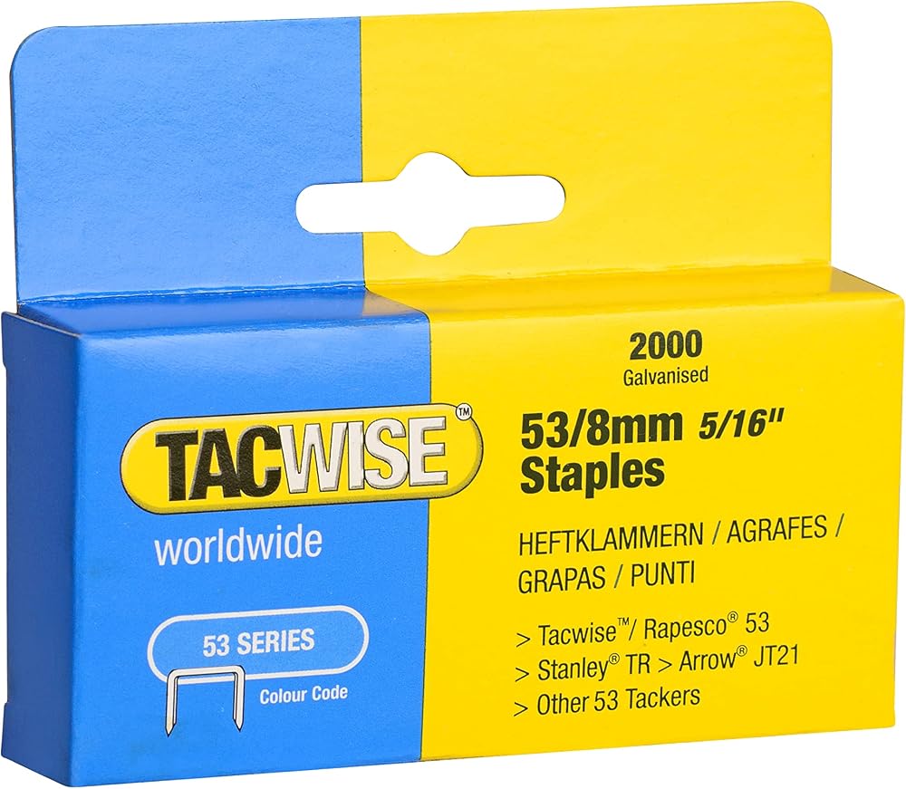 Tacwise 0335 Type 53 8 mm Galvanised Staples Pack of 2000 Silver