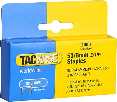 Tacwise 0335 Type 53 8 mm Galvanised Staples Pack of 2000 Silver