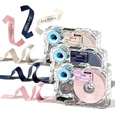 Phomemo A30 P15 Ribbon Label, Exclusive Embellish Pink Navy Beige Satin Ribbon, Fabric Ribbons for Gift Wrapping, Bows Bouquets, Floral Arrangement, DIY Crafts, Party Decor, 12mm x 5m