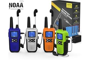 Topsung Walkie Talkies Long Range for Adults Rechargeable with Earpiece NOAA Weather Alert, Multi-purpose 2 Way Radio 4 Pack for Team Work Senior Care Kid Adventure Family Camping Hiking Skiing Cruise