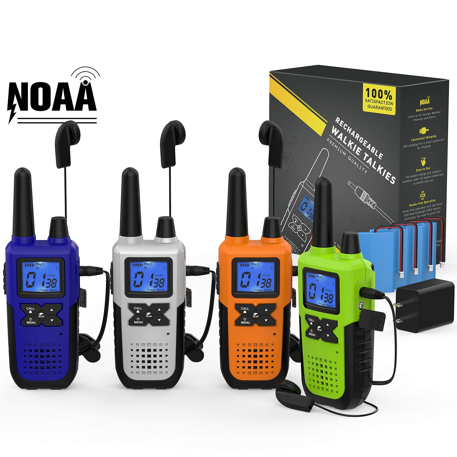 Photo 1 of Topsung Walkie Talkies Long Range for Adults Rechargeable with Earpiece NOAA Weather Alert, Multi-purpose 2 Way Radio 4 Pack for Team Work Senior Care Kid Adventure Family Camping Hiking Skiing Cruise