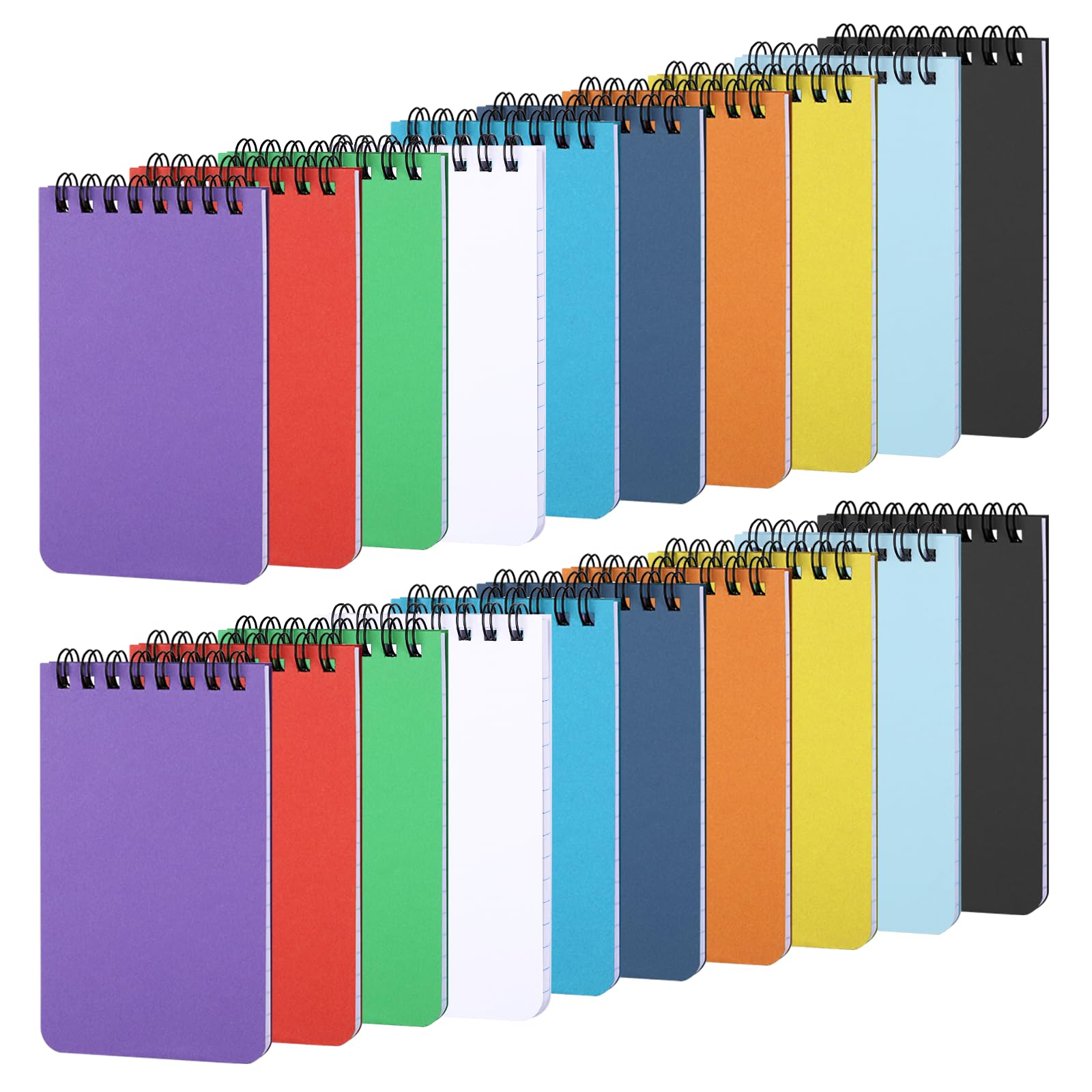 JIANTA Pocket Notebook A7, 50 Sheets/20Pack Small Spiral Notebook Lined, 10 Colours Memo Pads, 3 x 5 Inch Ruled Notepads for School Office Supplies