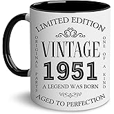 GLAKEUN 75th Birthday Gifts for Men Women - 75th Birthday Decorations for Men - Vintage 1951 Coffee Mug - Born in 1951 Present Ideas - Turning 75 Gift For Grandpa, Grandma - 75 Coffee Mug 11oz