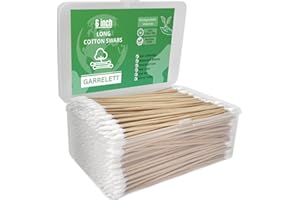 Garrelett 500 PCS Precision Gun Cleaning Swabs - 6 Inch Lint-Free Cotton Swabs with Bamboo Handle - Pointed Tips for Precisio