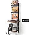 Record Player Stand with Power Outlet, Record Player Table with Vinyl Record Storage up to 200 Albums, Turntable Stand with Record Holder Vinyl Display Shelf, Record Player Cabinet Organizer Rack