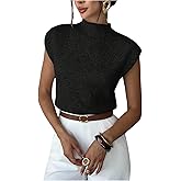 Milumia Women's Cap Sleeve Sweater Vest Mock Neck Sleeveless Casual Dressy Tops Knitwear