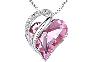 Leafael Necklaces for Women, Infinity Love Birthstone Heart Crystal Pendant, Birthday Jewelry Gifts for Her, Mom, and Wife, Silver Plated, 18 plus 2 inch Adjustable Chain