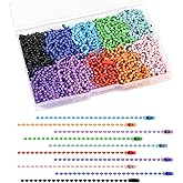 Ball Chain Bulk Metal Chain Width 2.4mm Ball Beads Chain Long Bead Connector Clasp for Jewelry Making DIY Crafts Hanging Christmas Decoration (200 Pcs Colored 3.9 Inch / 10 cm)