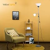 MiniSun Modern Metallic Silver 2 Way Floor Lamp Mother Father Child view 6