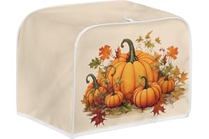ASQVTIFE Fall 4 Slice Toaster Cover Pumpkin Bread Machine Oven Dust Cover for Kitchen Maple Toaster Appliance Top Covers Dust Covers for Kitchen Bread Maker Thanksgiving Decoration