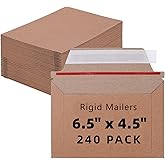 TFONSIGI 240 Pack 6.5" x 4.5" Self Seal Envelopes Photo Document Mailers, Stay Flat Brown Kraft Paper Rigid Mailers for 4x6 Cards, CD, Invitation, Postcard, Comic Book, Photos, Document