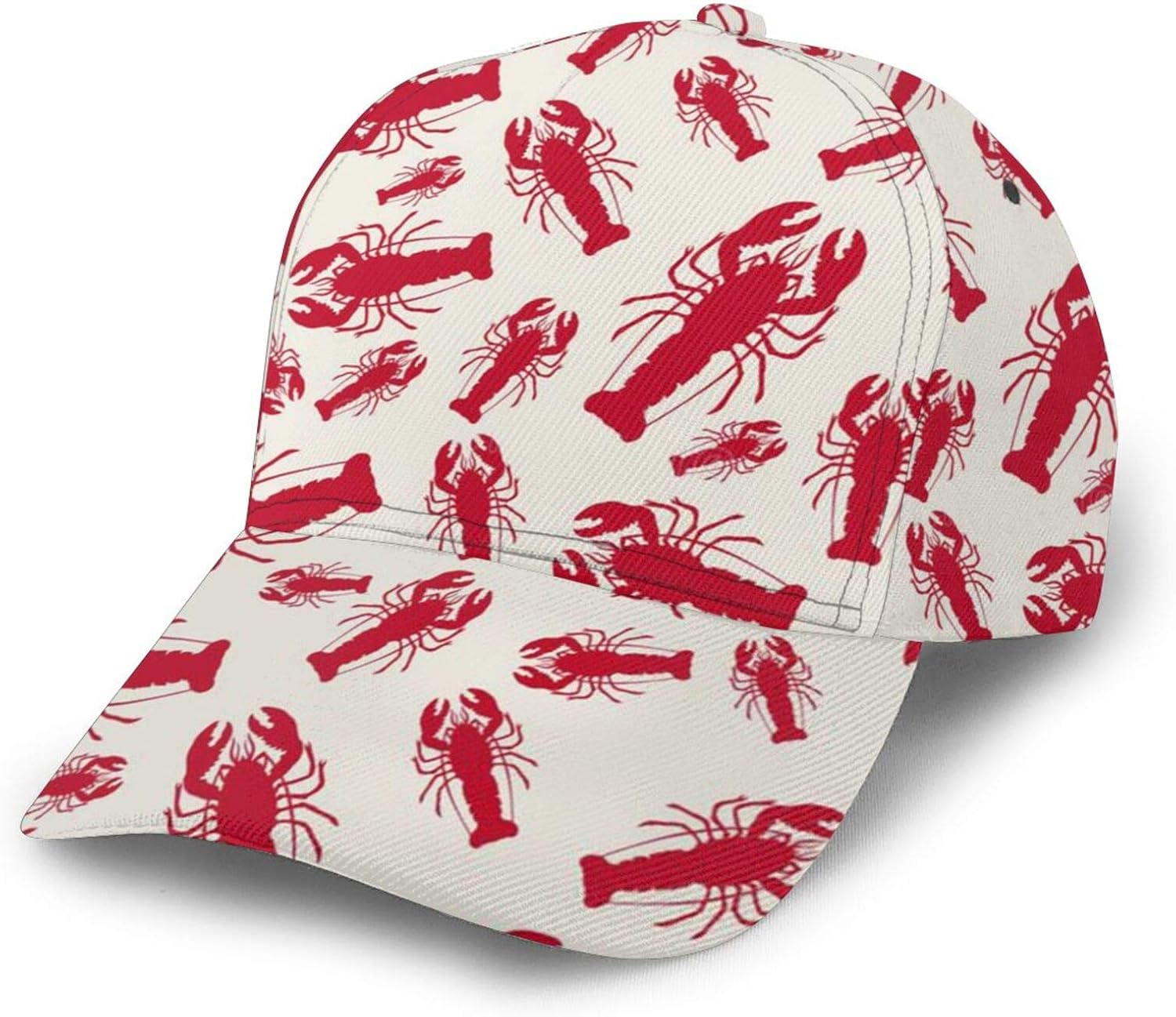 Red Lobster Print Casual Baseball Cap Adjustable Twill Sports Dad Hats