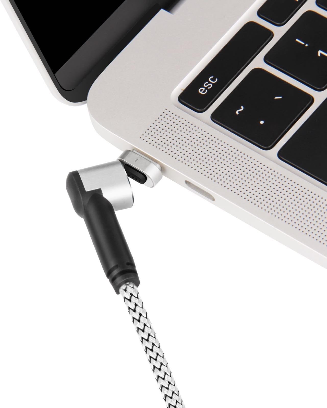MAGNEZZY USB C to C Type Magnetic Charging Cable for C-Port Laptops -2 Meters Nylon Cables - 4.4 Amps Fast Charging (Black)