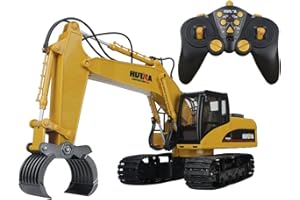 Big Daddy Super Powerful Full Functional DIE-CAST 15 Channel Professional Remote Control Excavator Timber Grab Toy with Lights & Sound