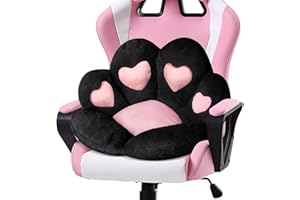Ditucu Cat Paw Cushion Kawaii Chair Cushions 27.5 x 23.6 inch Cute Stuff Heart-Shaped Seat Pad Comfy Lazy Sofa Office Floor Pillow for Gaming Chairs Room Decor Black