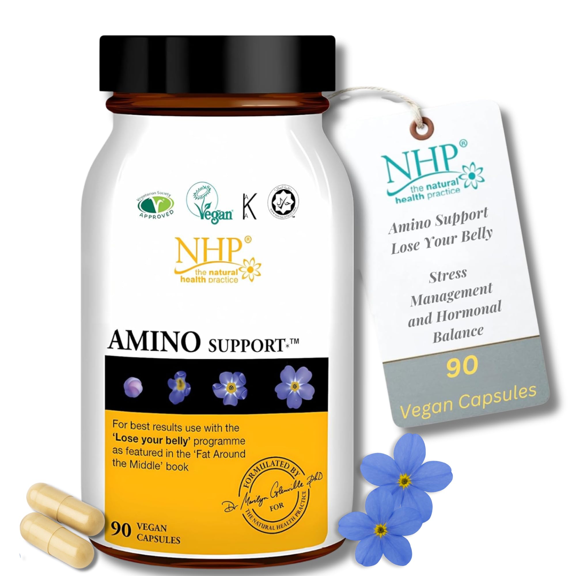 NHP Advanced Amino Support Supplements 90 Vegan Capsules – Essential Amino Acids with EAA & BCAA Blend for Metabolism Support, Appetite Control, Energy Balance & Muscle Maintenance