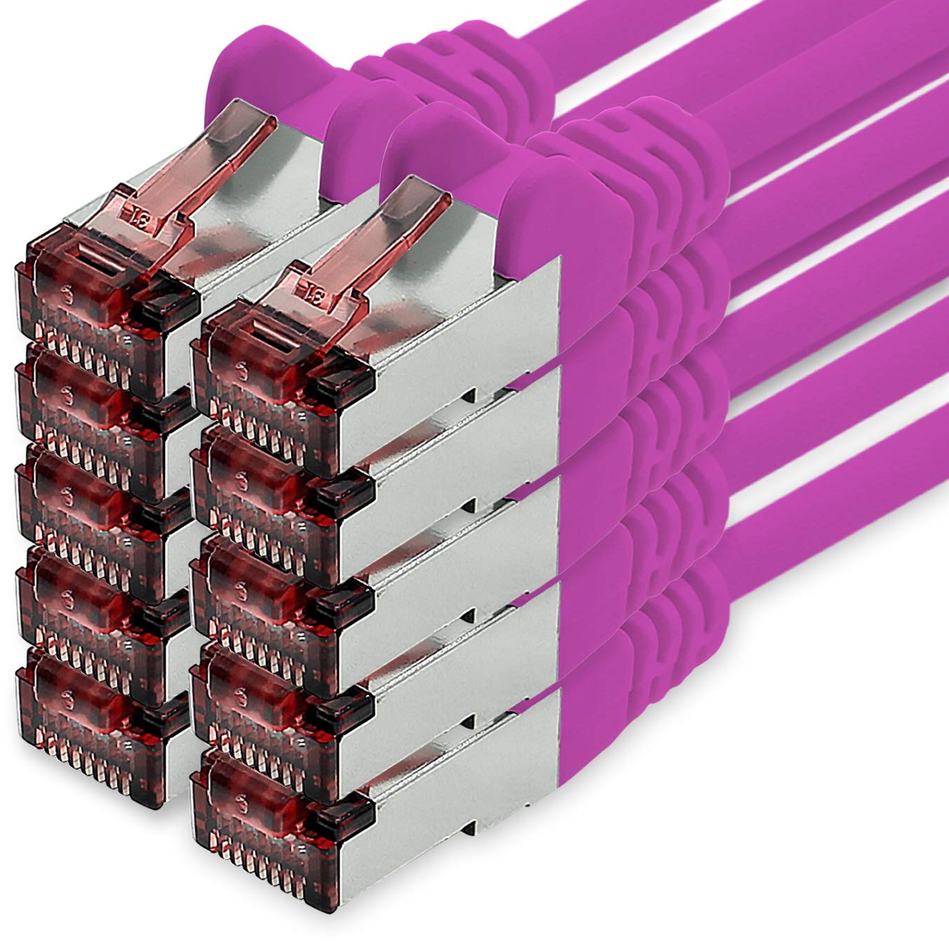 freiwerk Network cable Cat.6 0.25m magenta - 10 x Ethernet cable Lankabel Cat6 Lan network cable Sftp Pimf patch cable 1000 Mbit s
