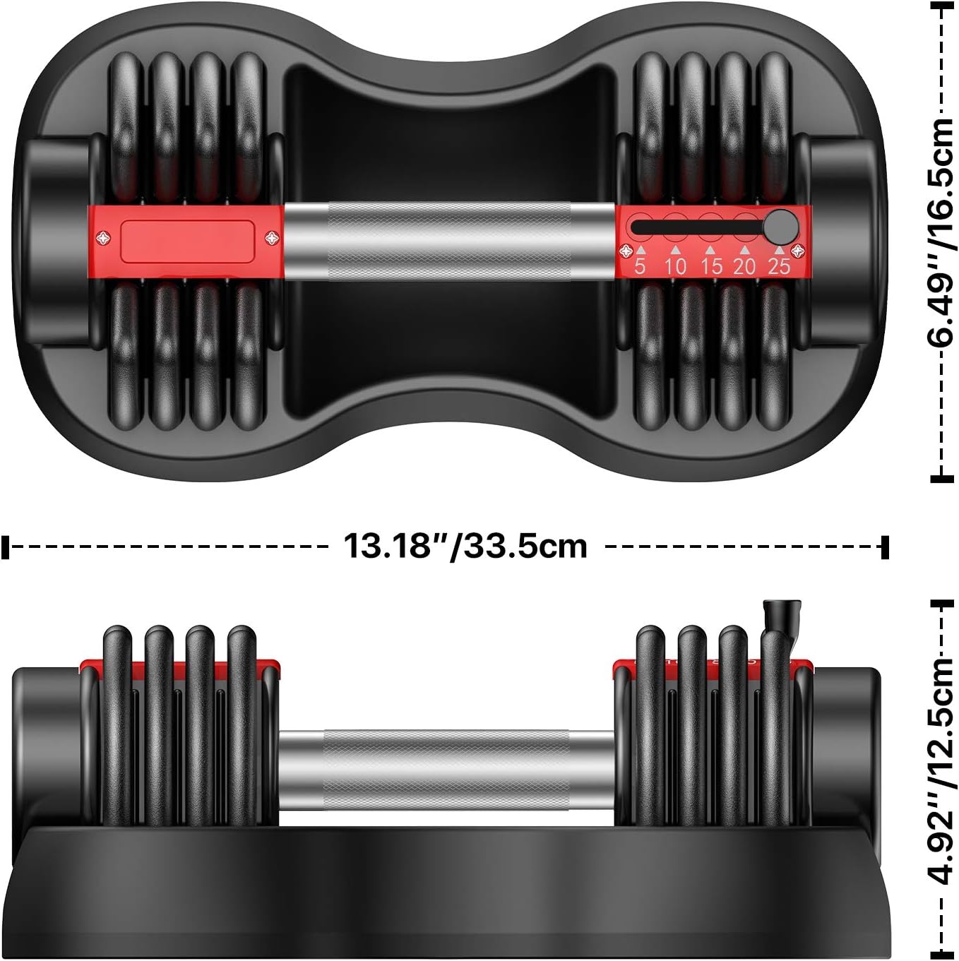 Hhusali Adjustable Dumbbell 25 lbs with Fast Automatic Adjustable and Weight Plate for Body Workout Home Gym(1 PCS) : Sports & Outdoors