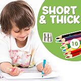 TinyGeeks Jumbo Triangle Pencils 10 Colors Kids Preschool Toddlers Rainbow view 2