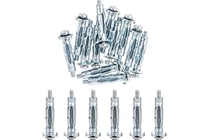 ISPINNER 20pcs M4x32mm Zinc Plated Steel Molly Bolt Hollow Drive Wall Anchor Screws for Drywall, Plaster and Tile