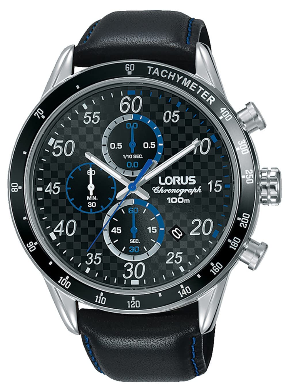 Lorus Men's Quartz Analog Watch with Leather Strap RM341EX9, Grey, Black, Strip