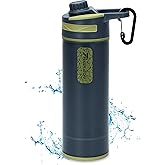 Filter Water Bottle 800ml - Press Water Purification System with Microplastics Water Filter, Portable for Camping, Hiking & E